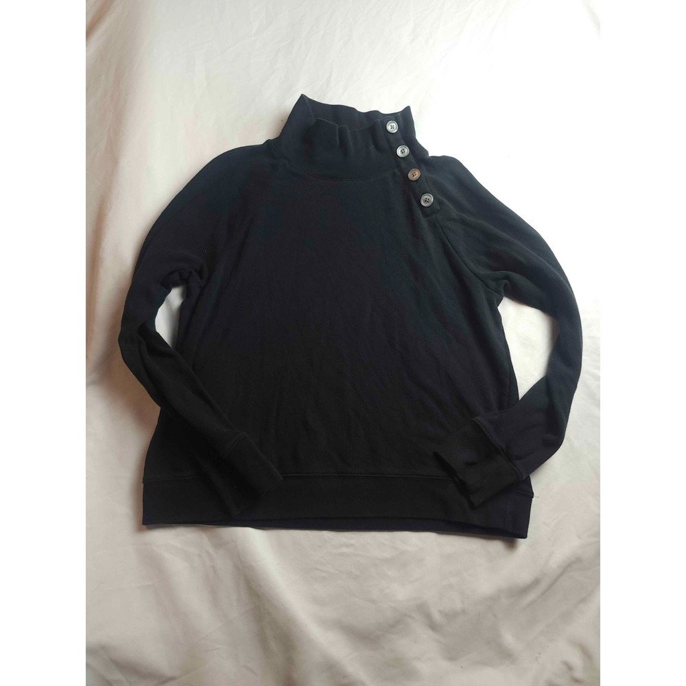 J Crew Top Womens L Black Preppy Classic Cozy Minimalist Athleisure Quiet Luxury
